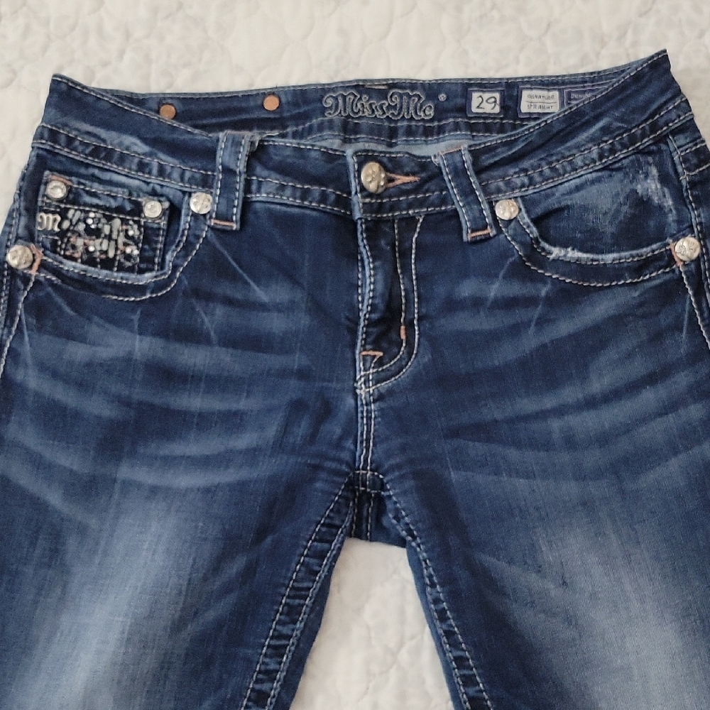 Miss Me Dark Blue Straight Leg Jeans - Picture 5 of 8